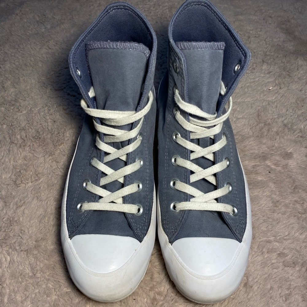 Blue high top platform Converse